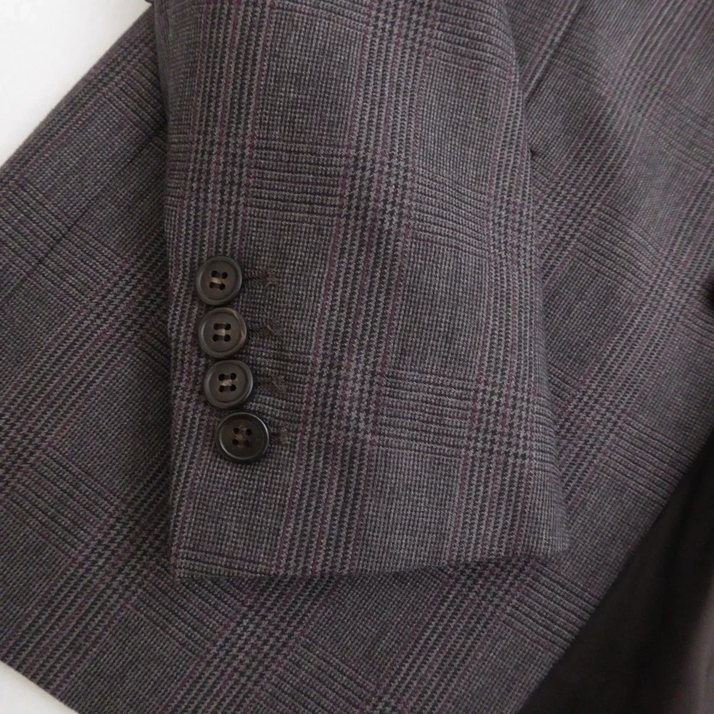 The Kooples Mens Groovy Suit Blazer Gray Plaid Slim Fit Wool 38 US / 48 Italian